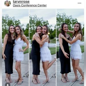 David’s Bridal White sparkly rehearsal dinner dress